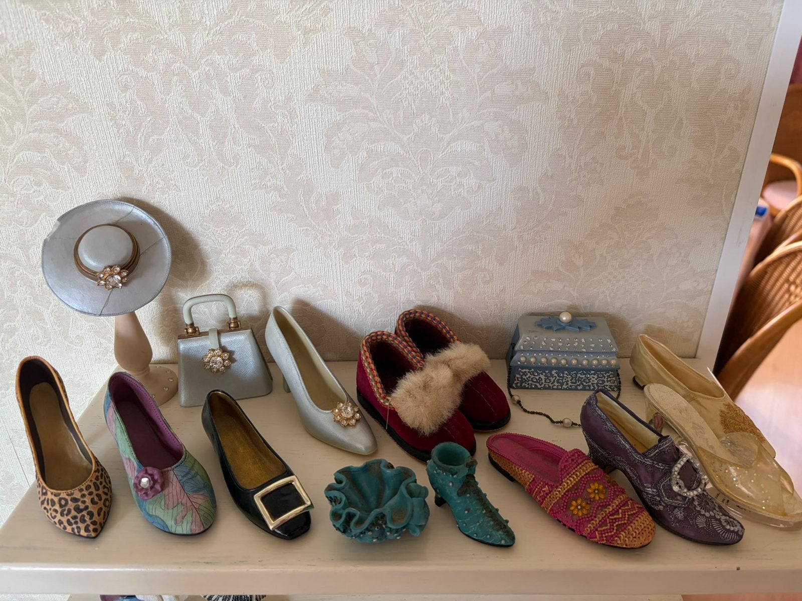 Partij Miniatuur Schoenen, Tasjes en Hoedje Decoratie, Ophalen of Verzenden, Gebruikt