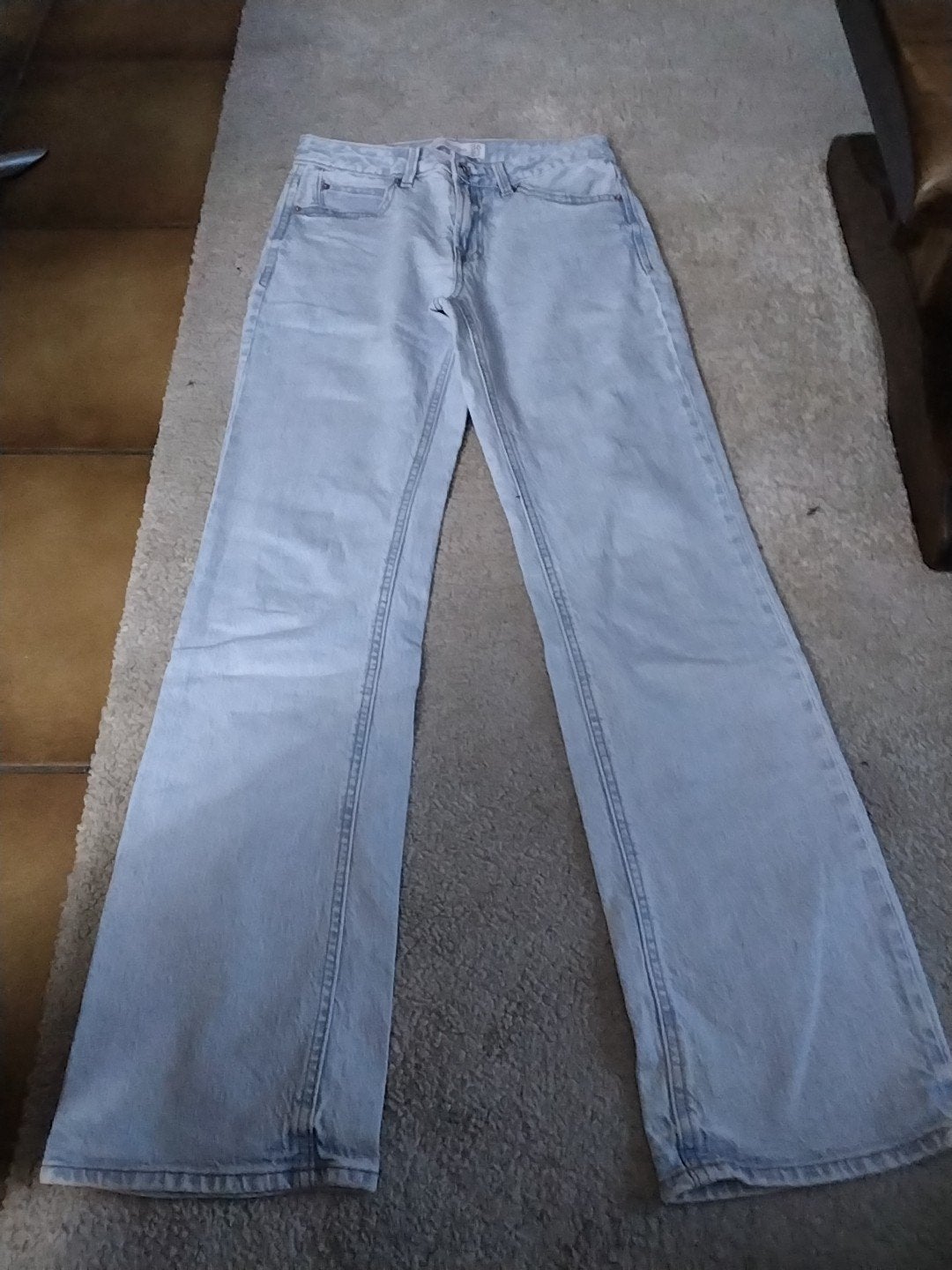 Stradivarius lichtblauwe wide leg jeans maat 36, Kleding | Dames, Blauw, Ophalen of Verzenden, Zo goed als nieuw, W28 - W29 (confectie 36)