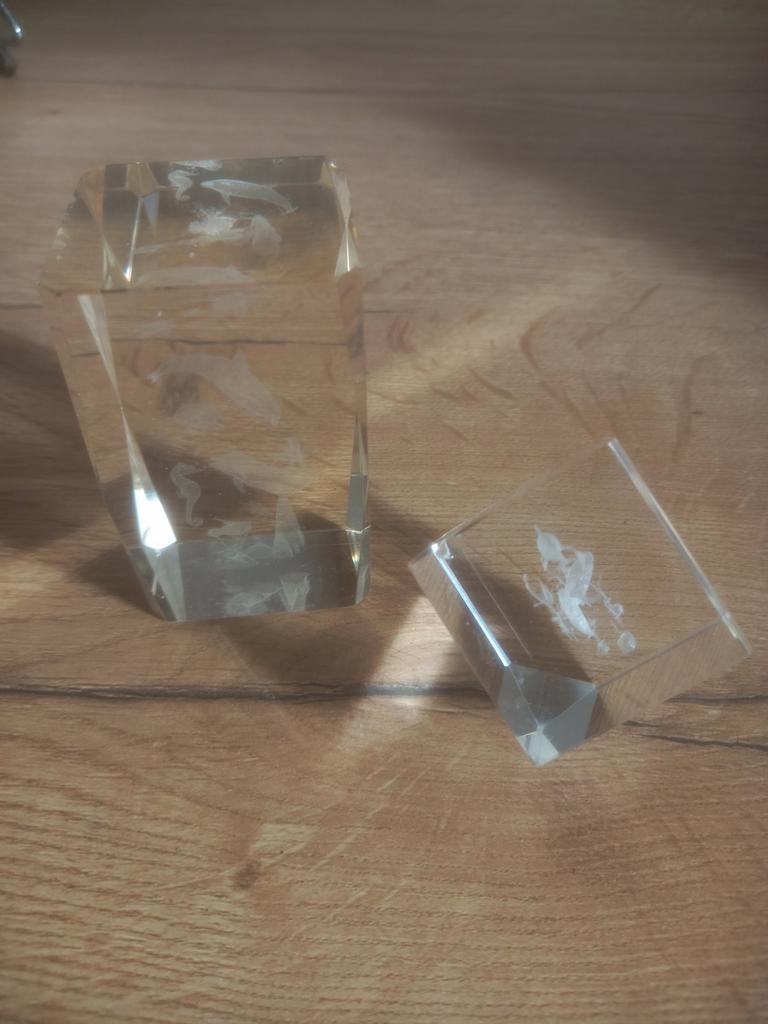 2 Kristallen Beeldjes met Dolfijnen, Ophalen of Verzenden