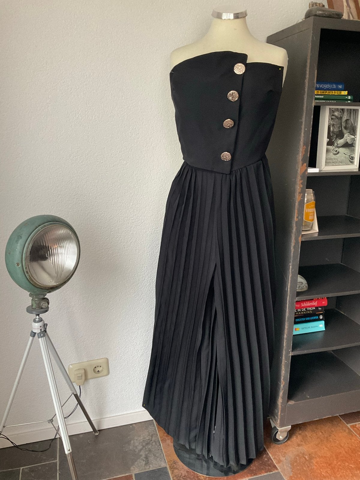 Amalfi Italiaanse Strapless Jumpsuit met Wijde Pijpen 38, Ophalen of Verzenden, Zo goed als nieuw, Maat 38/40 (M), Zwart