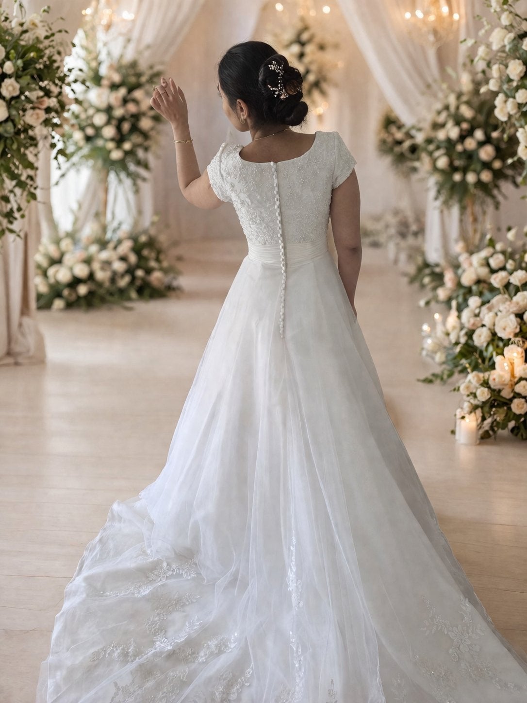 Elegante Prinsessen Trouwjurk met Kant en Korte Mouwen, Kleding | Dames, Trouwkleding en Trouwaccessoires, Ophalen of Verzenden