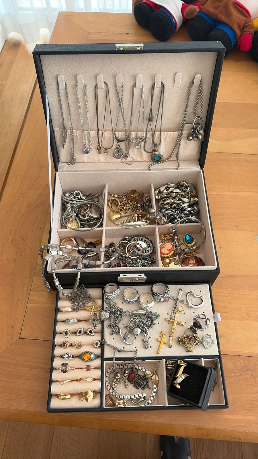 Antieke sieraden in sieradendoos, Verzenden, Zilver, Overige typen, Verguld