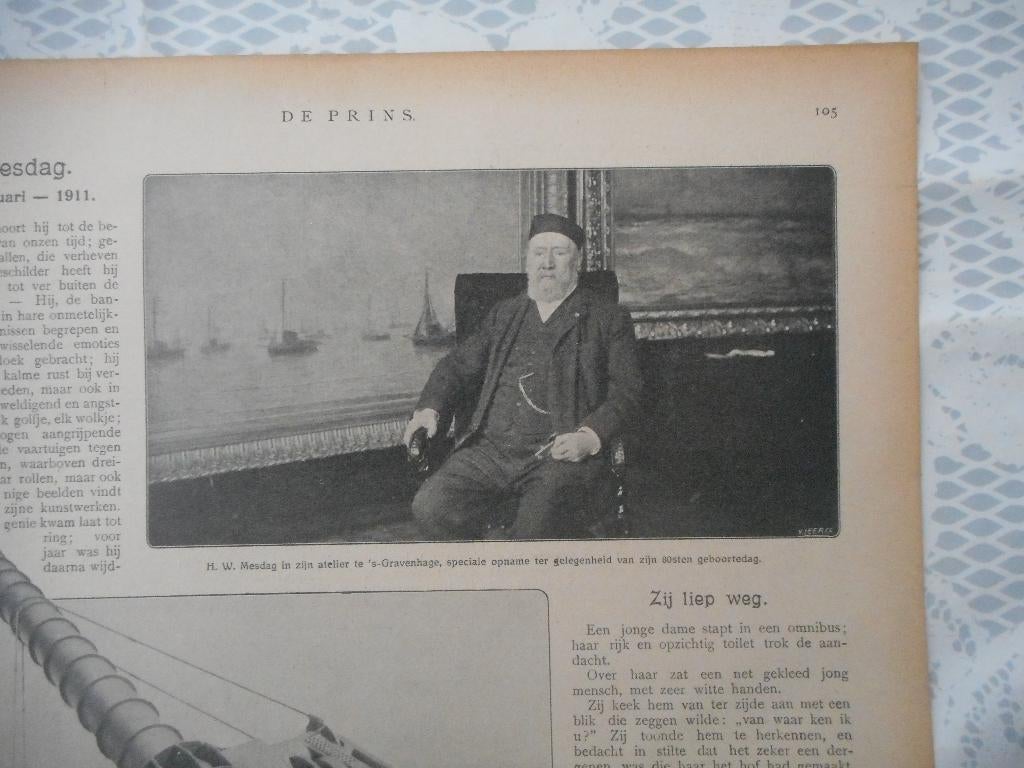 H.W. Mesdag. Kunstschilder. 1911., Ophalen of Verzenden, Voor 1920, Nederland, Knipsel(s)