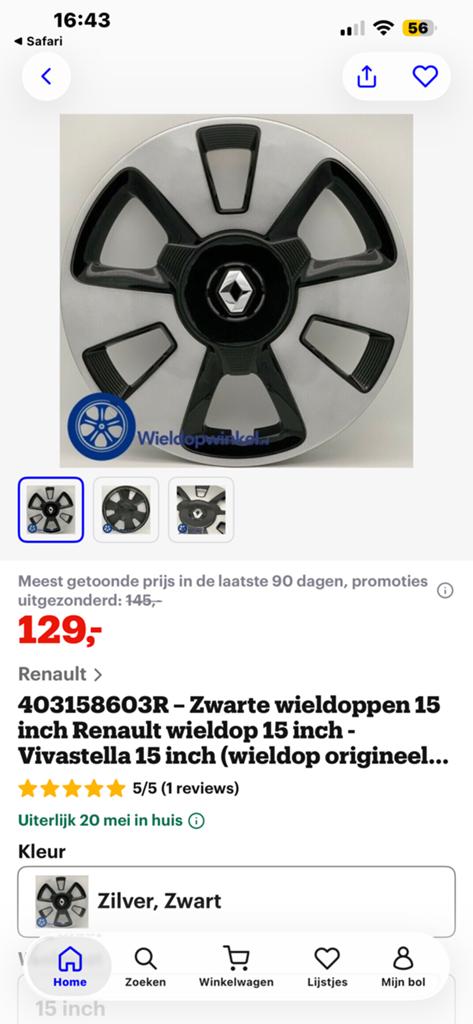 Z.G.A.N. orginele renault Twingo 15 inch wieldoppen, Ophalen of Verzenden, Zo goed als nieuw