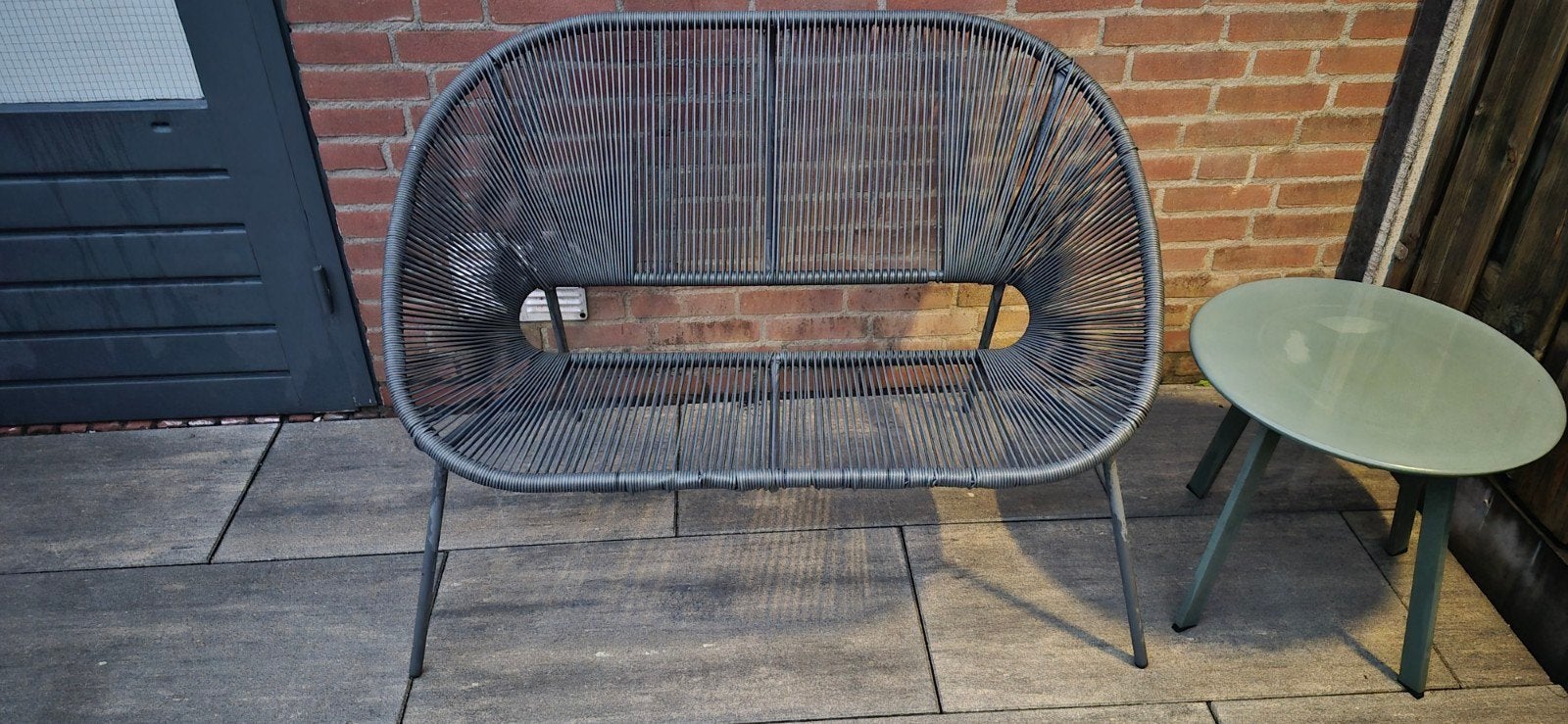 tuinbank antraciet, Tuin en Terras, Ophalen, Zo goed als nieuw, Rotan