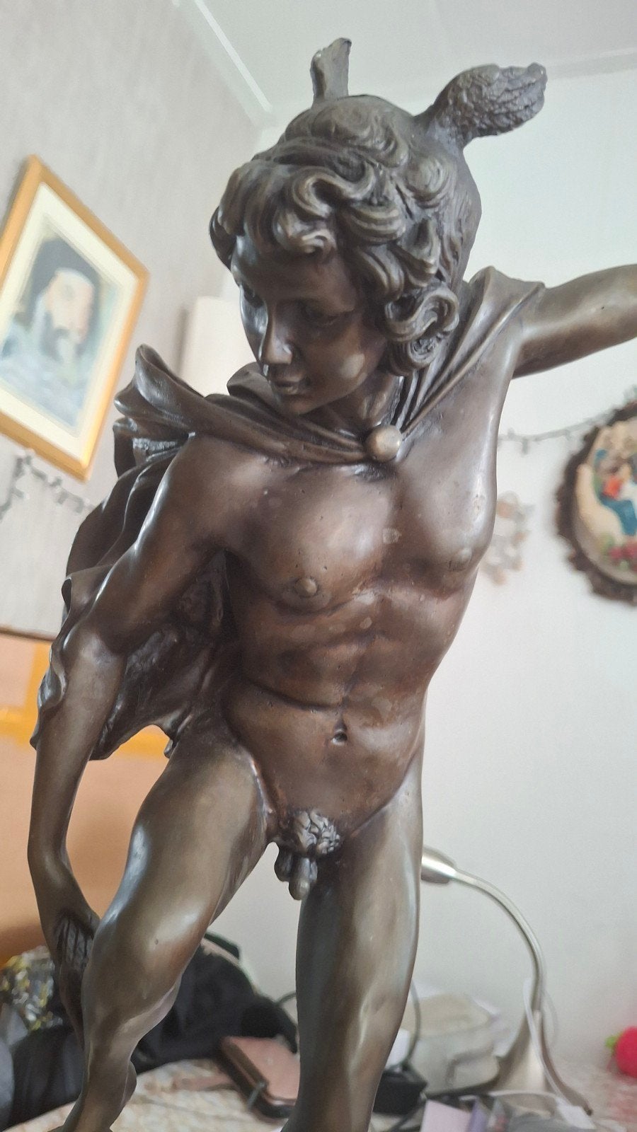 Bronskleurig beeld van Mercurius (Hermes), Antiek en Kunst, Ophalen of Verzenden