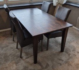 Tafel en 4 stoelen, Huis en Inrichting, Tafels | Eettafels, Zo goed als nieuw, 150 tot 200 cm, Vier personen, Rechthoekig