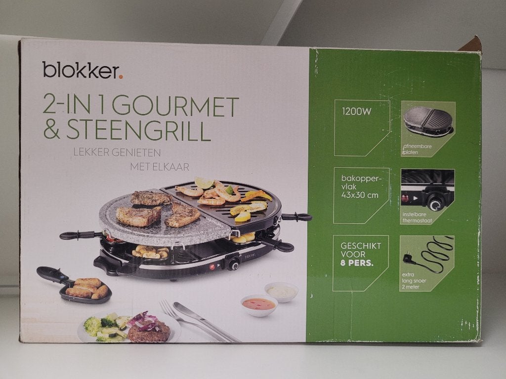 Gourmet en steengrill, Ophalen, Zo goed als nieuw, 8 personen of meer