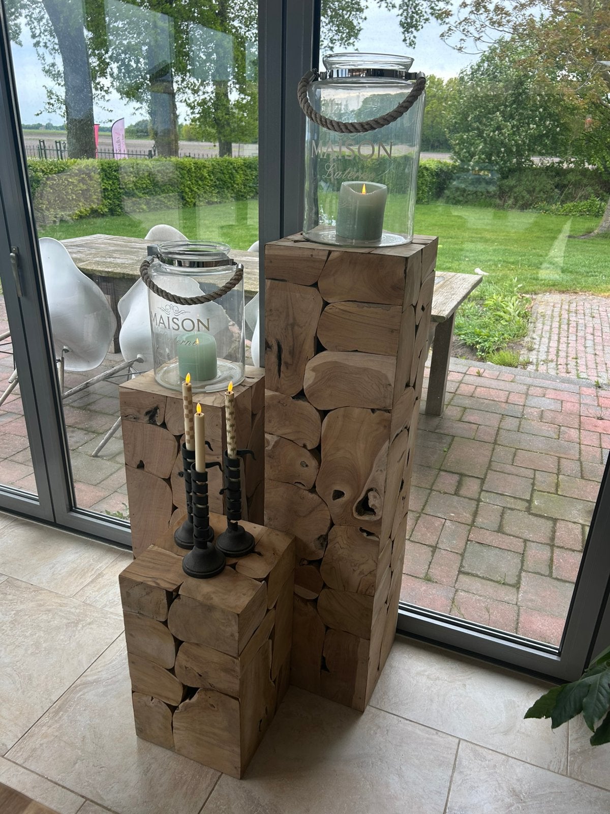 Teak houten zuilen, Ophalen, Zo goed als nieuw