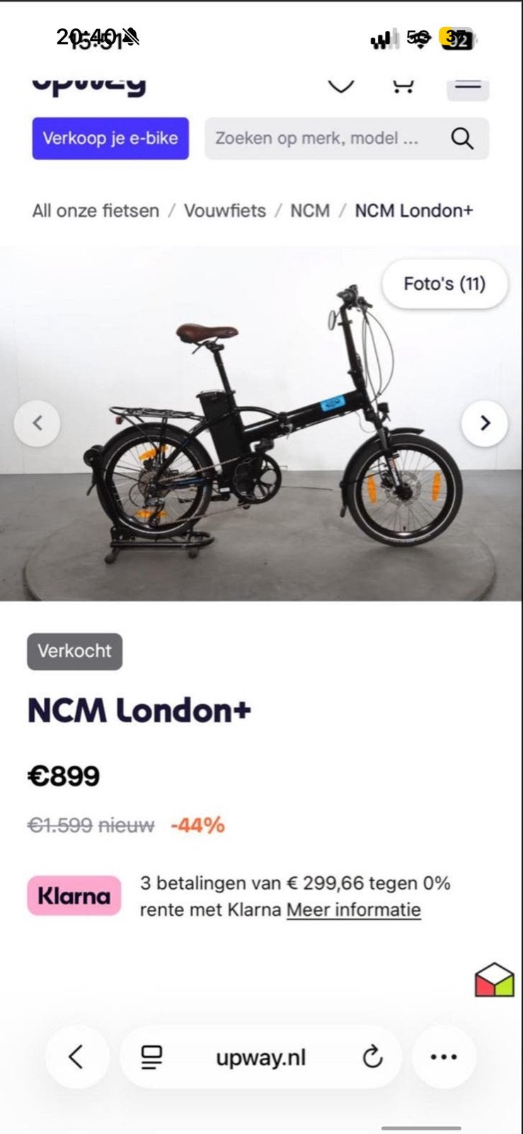 NCM London+ vouwfiets - Nieuw in doos met gratis helm!, 20 inch of meer, Versnellingen, Nieuw, Totaal opvouwbaar