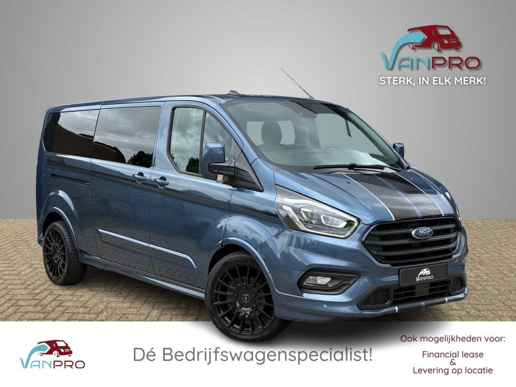 Ford TRANSIT CUSTOM Sport 2.0 TDCI 185PK Lang Dubbelcabine/, Auto's, 1995 cc, Blauw, 2800 kg, Origineel Nederlands