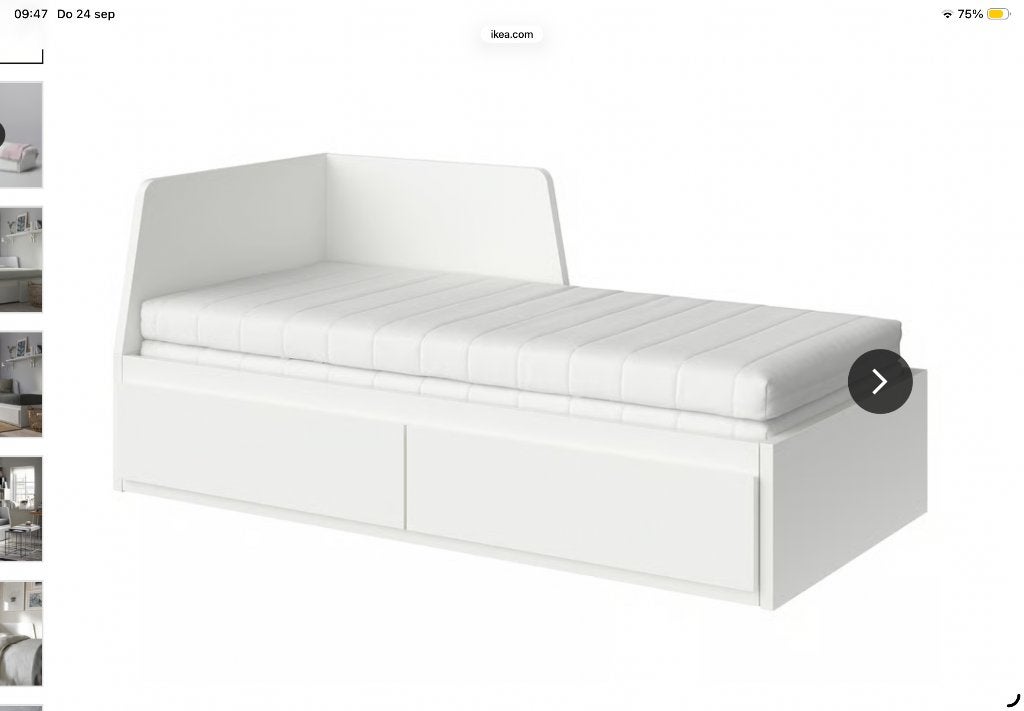 Wit houten bed ikea met lades (Flekke), Ophalen, Gebruikt, Eenpersoons, Wit