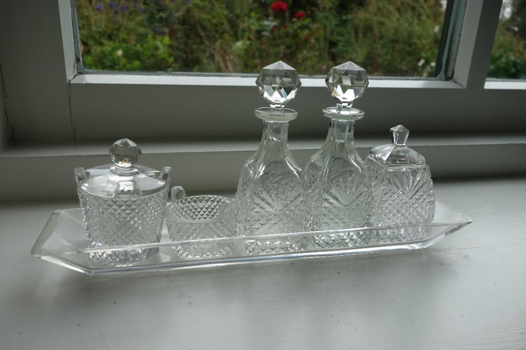 Prachtig kristallen zout olie azijn setje, Antiek en Kunst, Antiek | Glas en Kristal, Ophalen of Verzenden