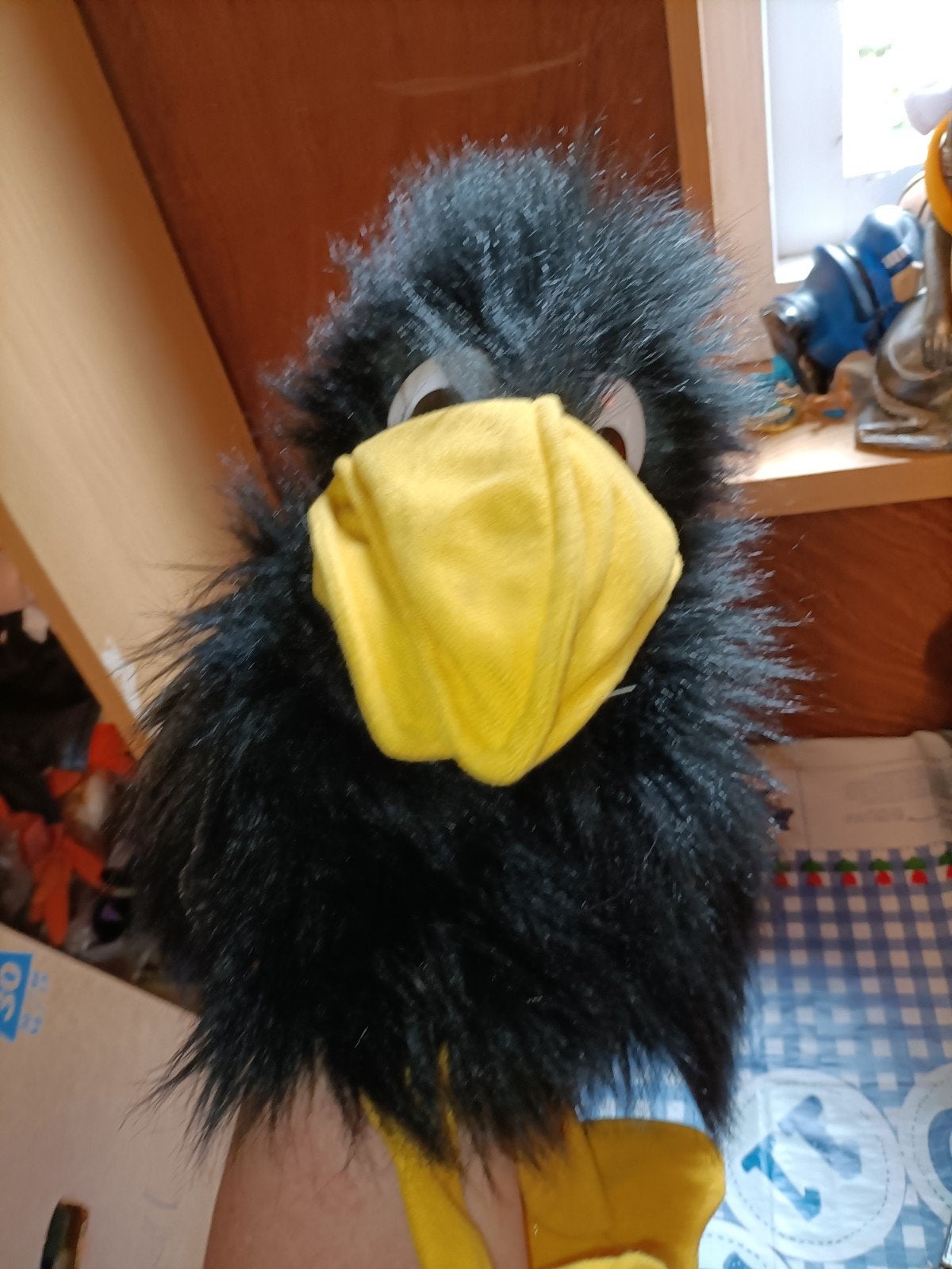 zwarte kraai vogel handpop L. Dake, Ophalen of Verzenden, Zo goed als nieuw, Overige typen