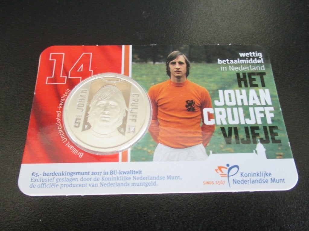 Coincard Johan Cruijff vijfje 2017 bu, Ophalen of Verzenden, Koningin Beatrix, Euro's, Setje