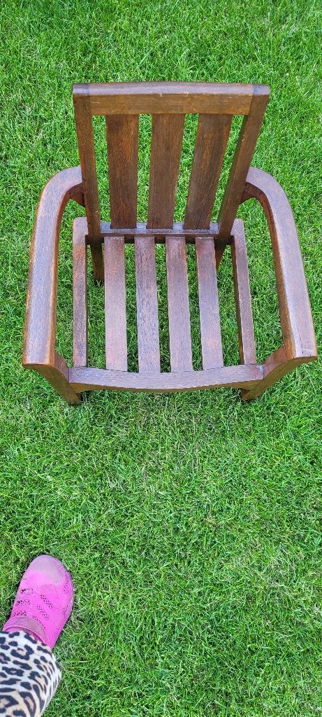 TEAK HOUTEN KINDERSTOELTJE, Bruin, Ophalen of Verzenden, Zo goed als nieuw, KIND