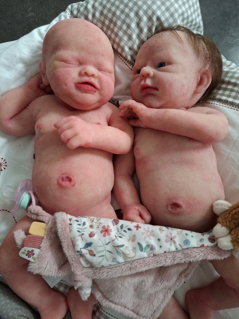Tweeling siliconen reborn baby meisjes, Verzamelen, Poppen, Ophalen of Verzenden, Nieuw, Babypop, Levensecht of Reborn