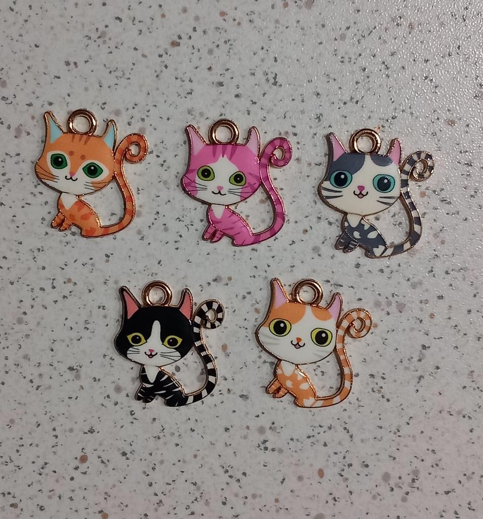 Kat met krul staart metalen bedel, Ophalen of Verzenden, Nieuw, Bedel