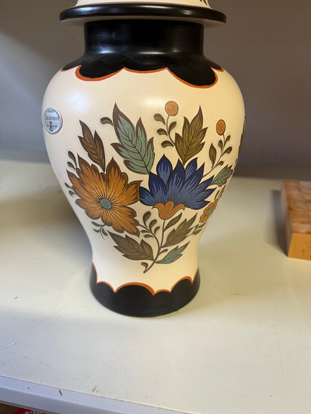 Bloemenvaas Flora Gouda met deksel - Geheel gaaf, Ophalen of Verzenden