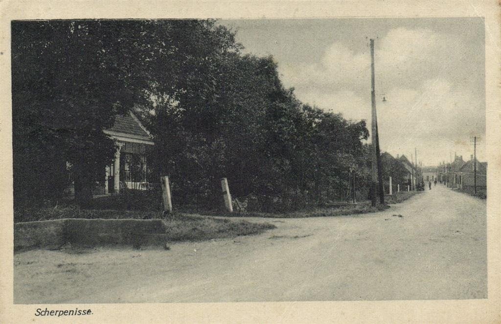 Scherpenisse - dorpsgezicht - 1927 gelopen, Ophalen of Verzenden, 1920 tot 1940, Gelopen, Friesland
