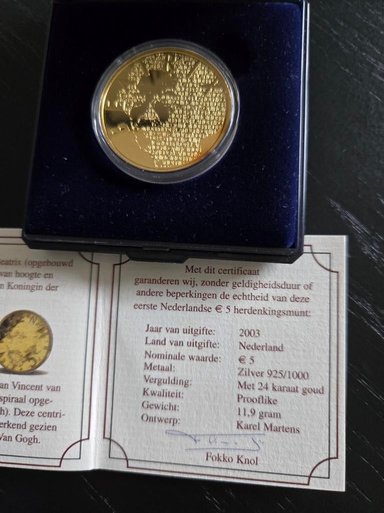 Eerste Nederlandse €5 herdenkingsmunt 2003 - Van Gogh, Koningin Beatrix, Euro's, Ophalen of Verzenden, Losse munt