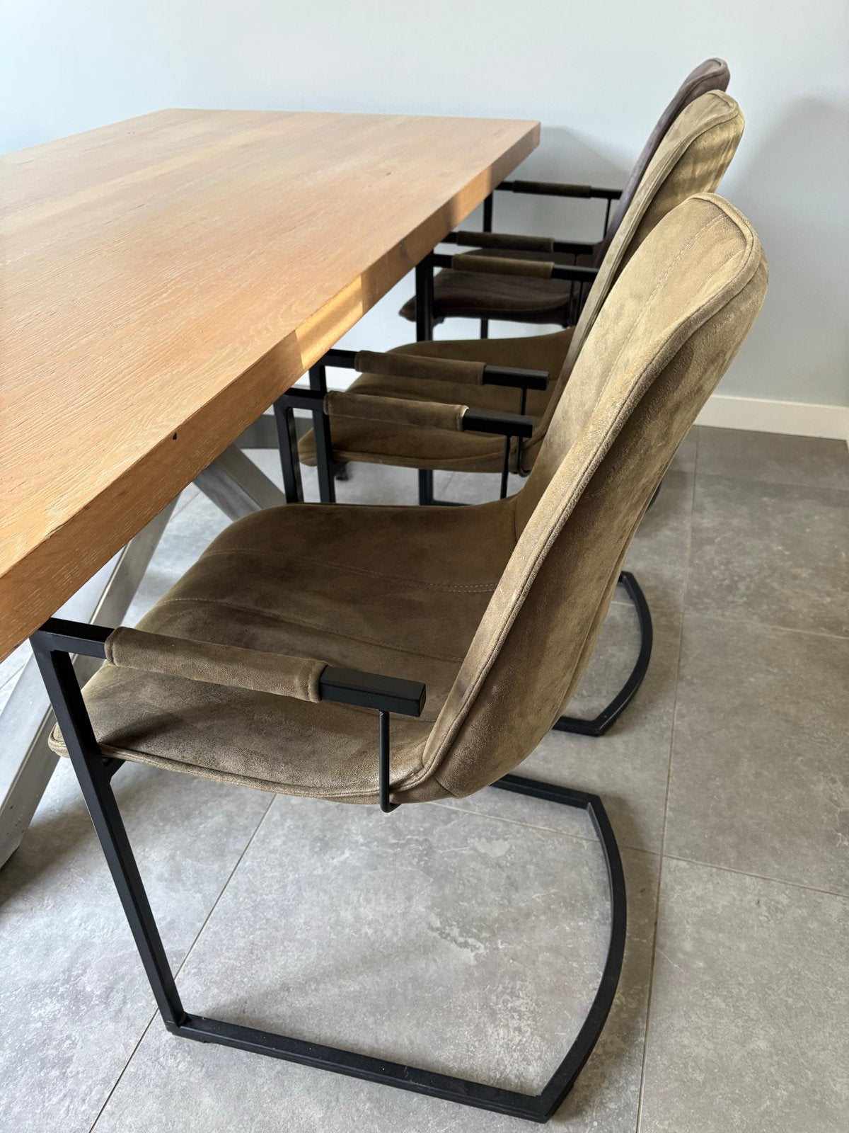 6 Eetkamerstoelen Bodi van LABEL51 - Groen en Grijs, Huis en Inrichting, Stoelen, Ophalen, Gebruikt, Overige kleuren, Stof