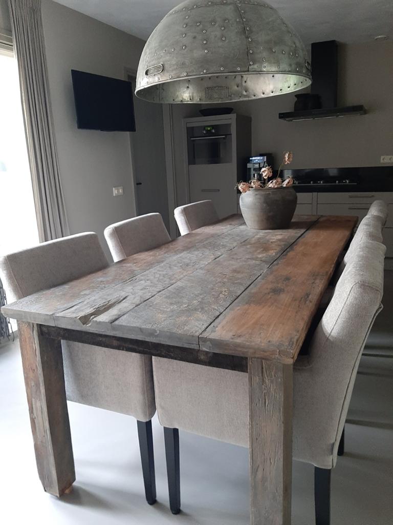 Mooie eettafel, gemaakt van oud hout, Huis en Inrichting, 200 cm of meer, Zo goed als nieuw, Rechthoekig, 50 tot 100 cm