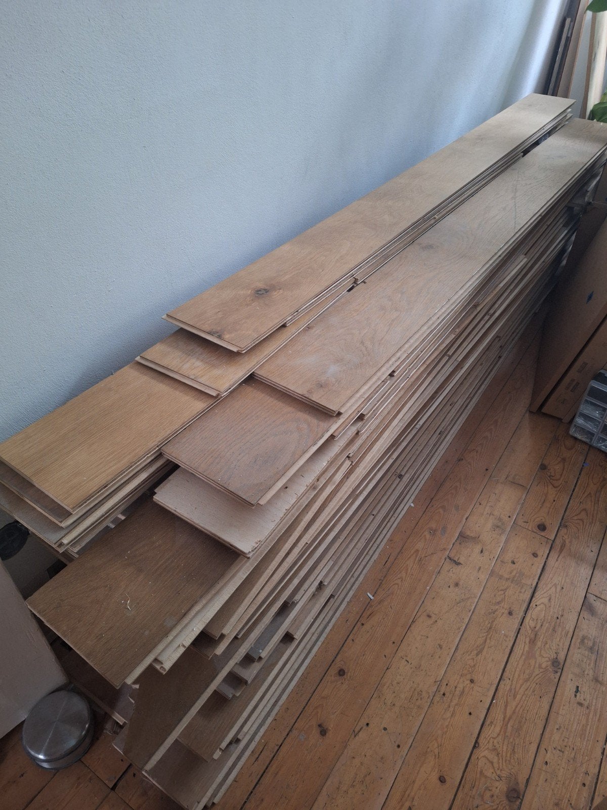 Eiken fineer parket vloer 30 m² – diverse lengtes gebruikt, Doe-het-zelf en Verbouw, Vloerdelen en Plavuizen, Gebruikt, 10 m² of meer