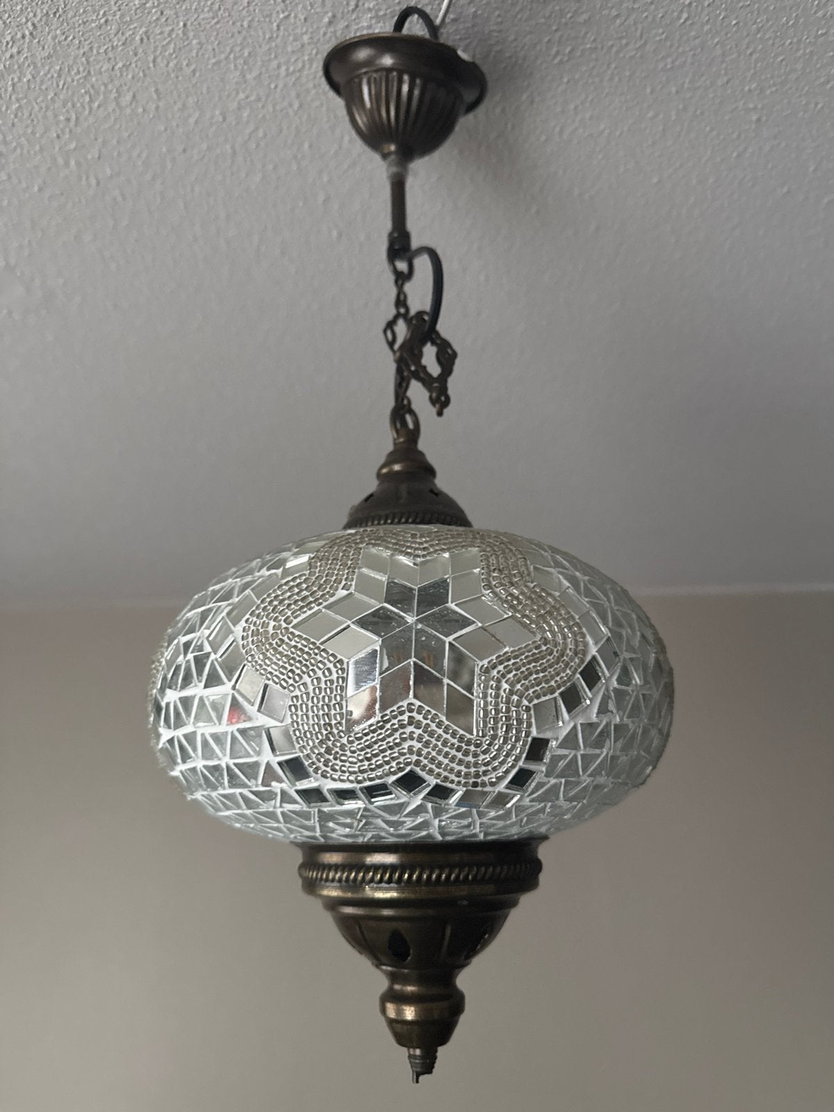 Mozaïek hanglamp - Oosterse sfeer, Ophalen, Zo goed als nieuw, Glas, E27 (groot)