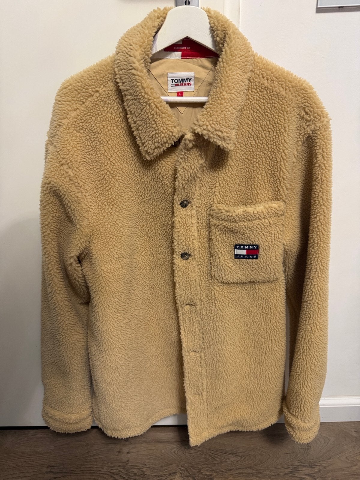 Tommy Jeans Sherpa Overshirts - Beige en Wit met capuchon, Ophalen of Verzenden, Zo goed als nieuw