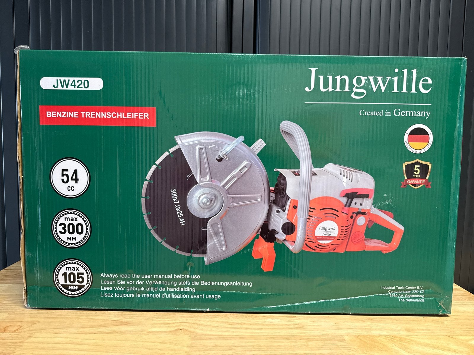 Jungwille JW420 Benzine Bandenzaag/betonzaag - Nieuw in doos, Doe-het-zelf en Verbouw, Gereedschap | Slijpmachines, Nieuw, Overige typen