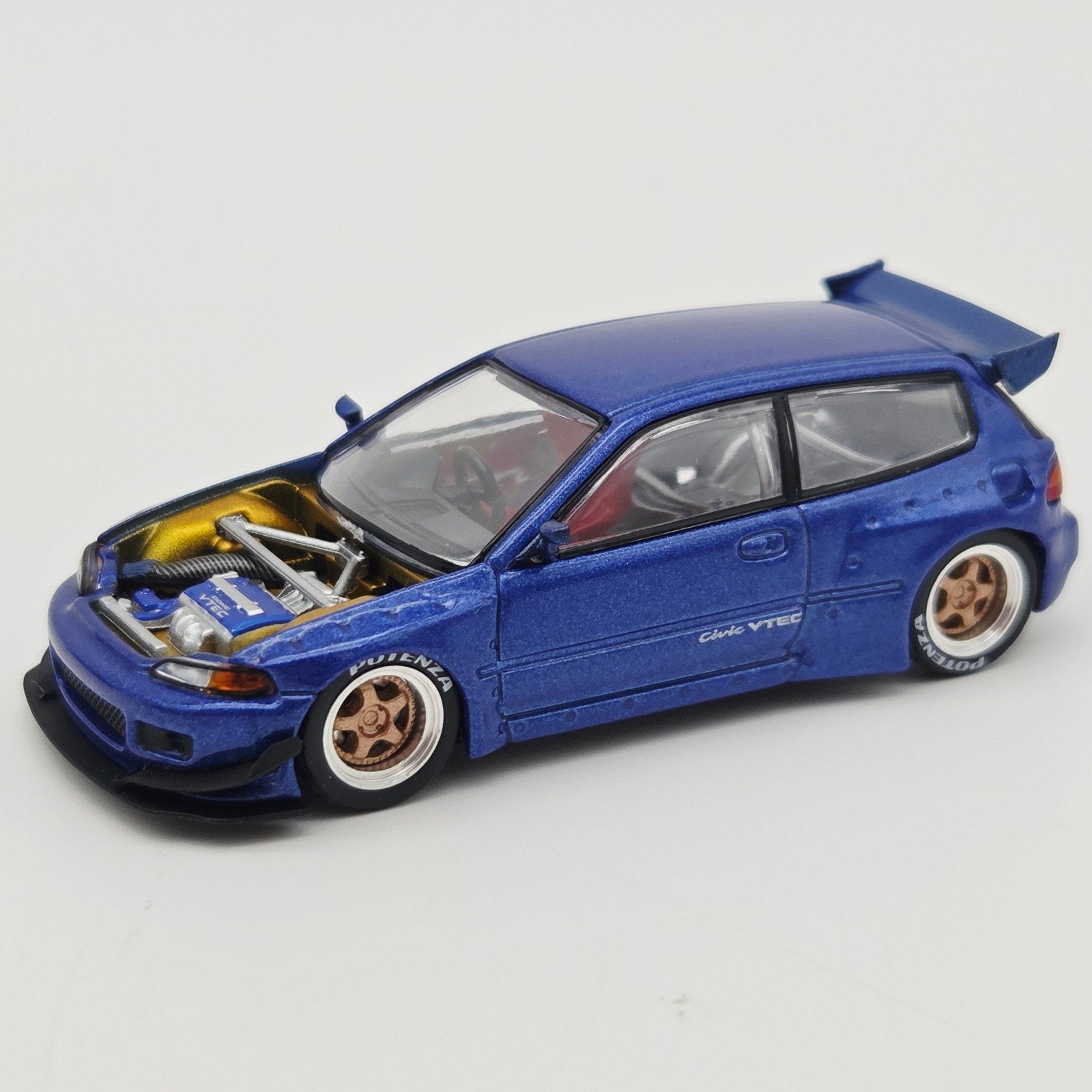 Pop Race – Pandem Civic EG6, metallic blue with open hood, Mymodelcar@outlook.com, Auto, Ophalen of Verzenden, Pop Race