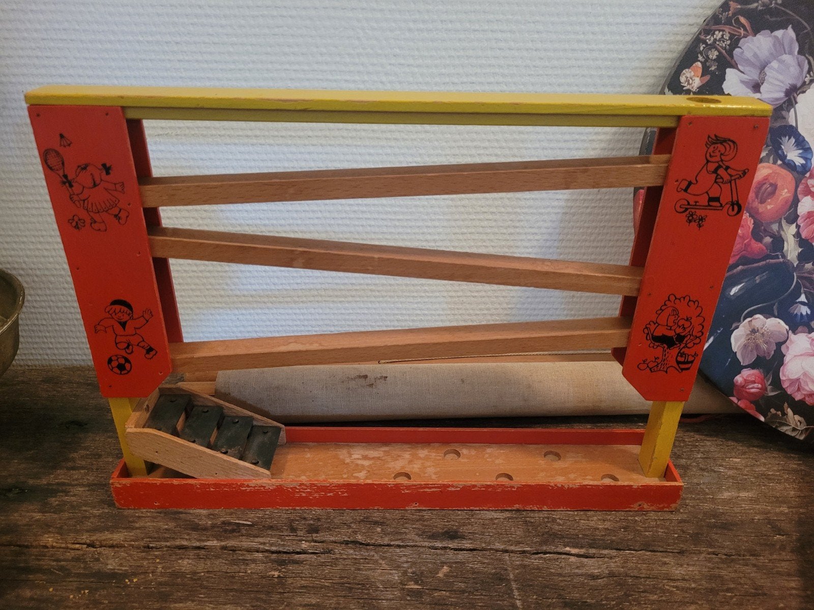 Vintage houten knikkerbaan / jodelbaan, Ophalen of Verzenden, Gebruikt