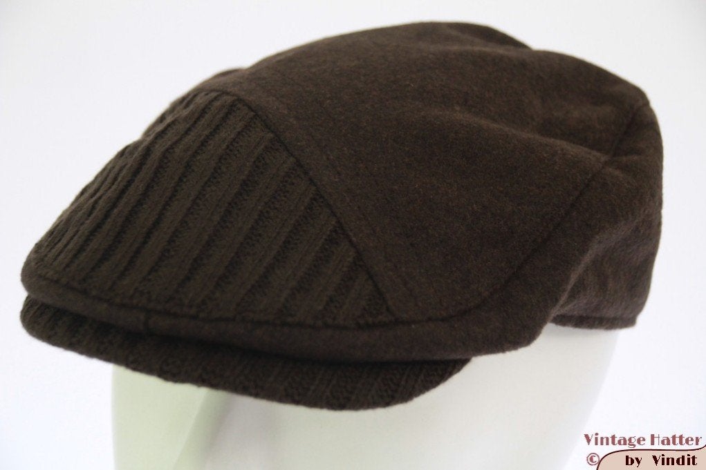 Flatcap Platte pet Hawkins bruin met geribde klep 59 en 60, 60 cm (XL, 7½ inch) of meer, Nieuw, Ophalen of Verzenden, Pet