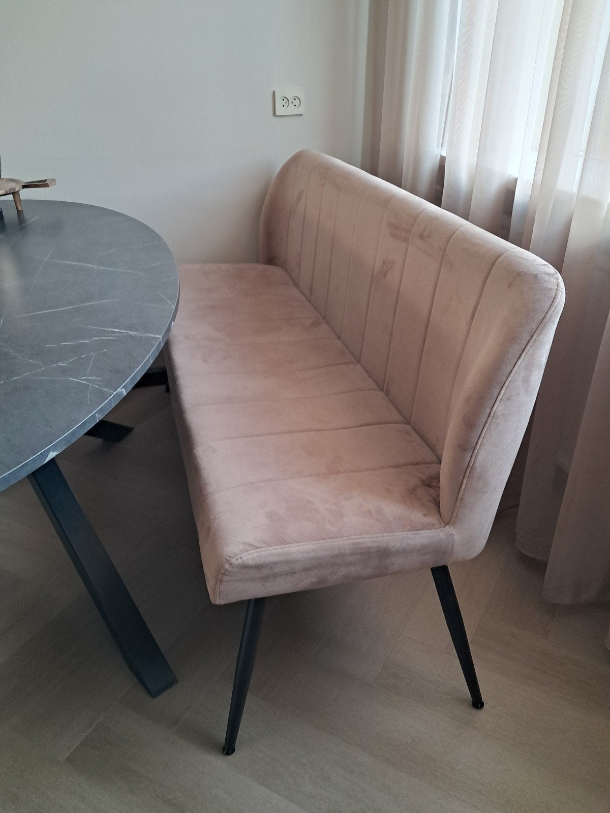 eetkamerbank velvet taupe, Ophalen, Zo goed als nieuw, Overige kleuren, Eén