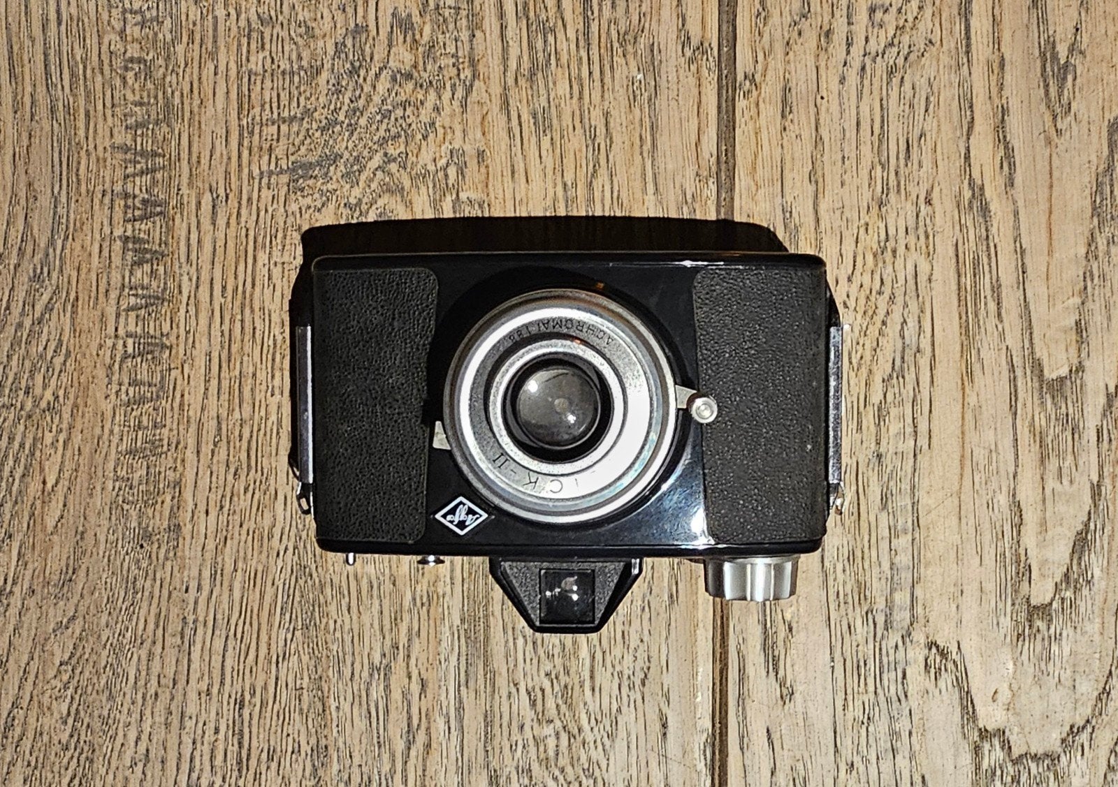 Vintage Agfa Click II camera met leren tasje, Ophalen of Verzenden, Gebruikt, Compact, Overige Merken