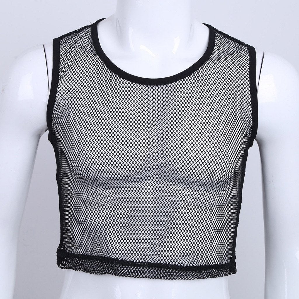 Zwarte doorzichtige heren tank top, Verzenden, Nieuw, Overige thema's, Kleding