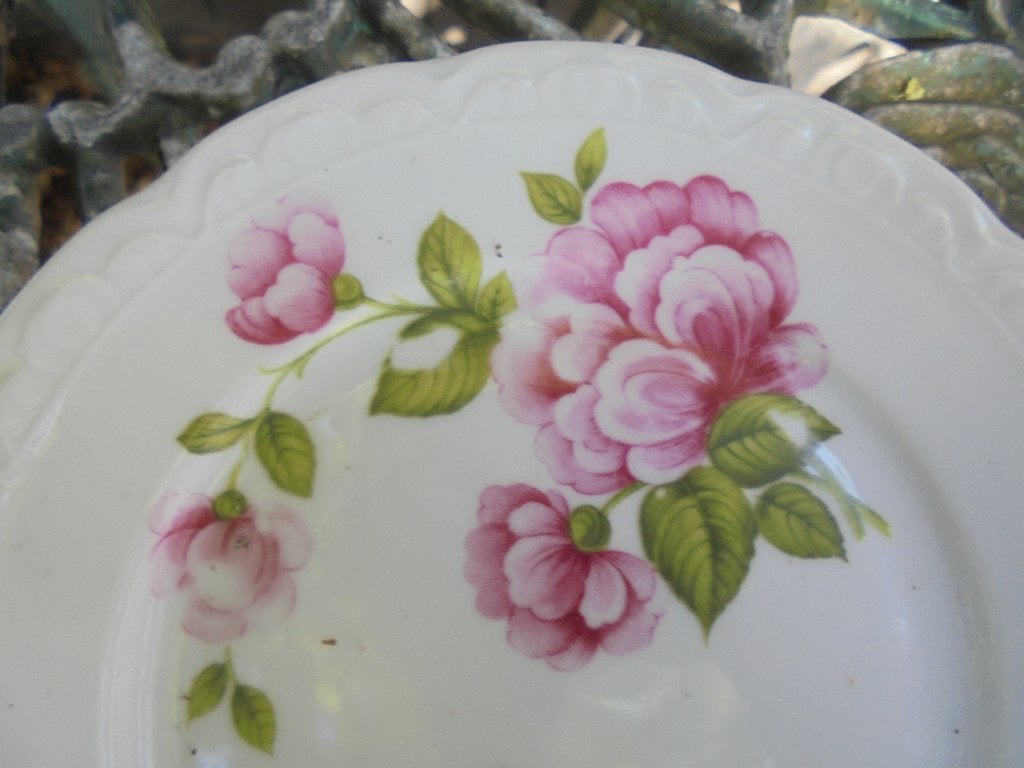 2 Gebaksbordjes Mitterteich Bavaria met roze pioen roos, Antiek en Kunst, Ophalen of Verzenden