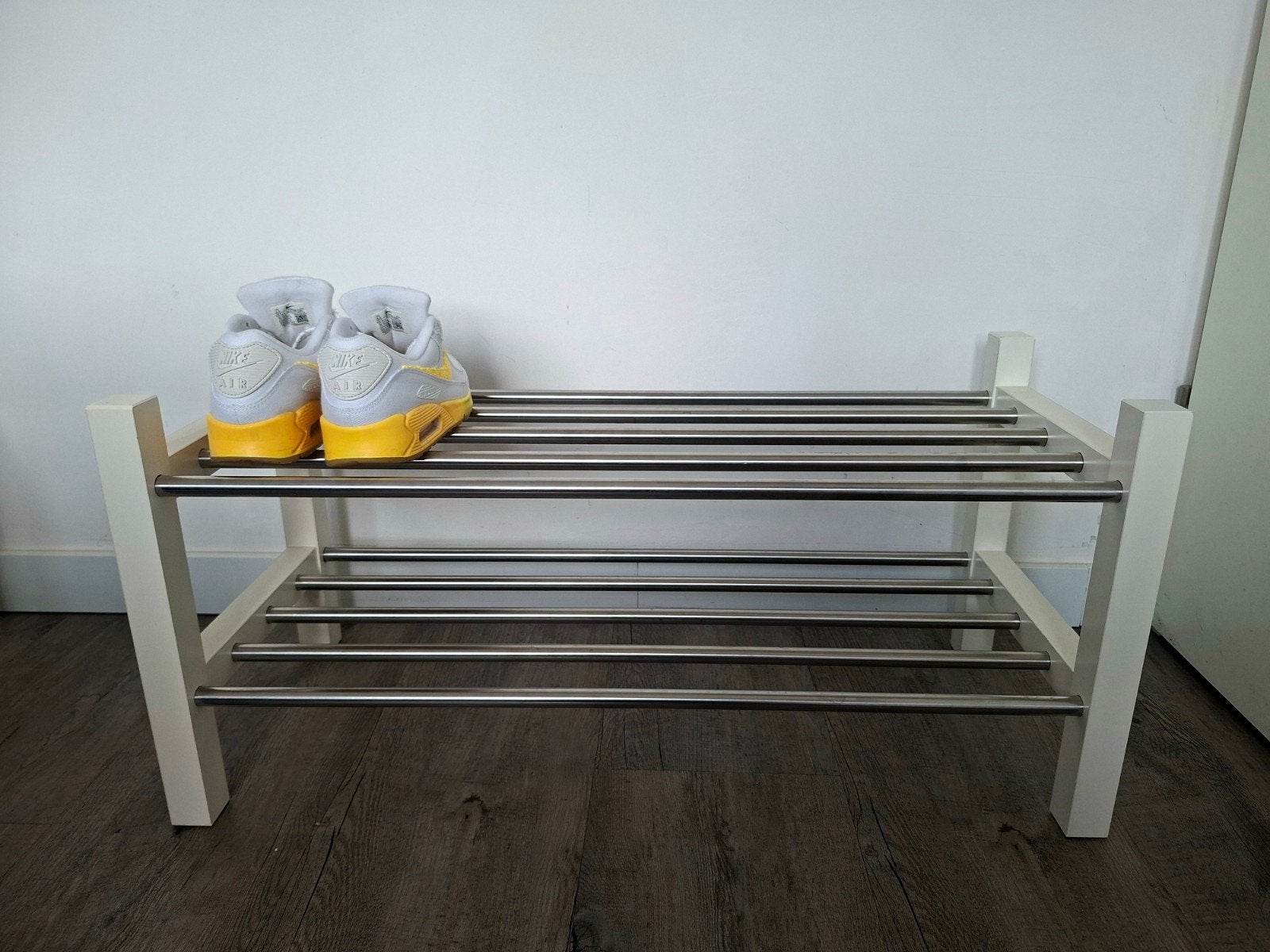 6x IKEA TJUSIG Schoenenrek - Wit/RVS - 79x37 cm, Verzenden, Zo goed als nieuw