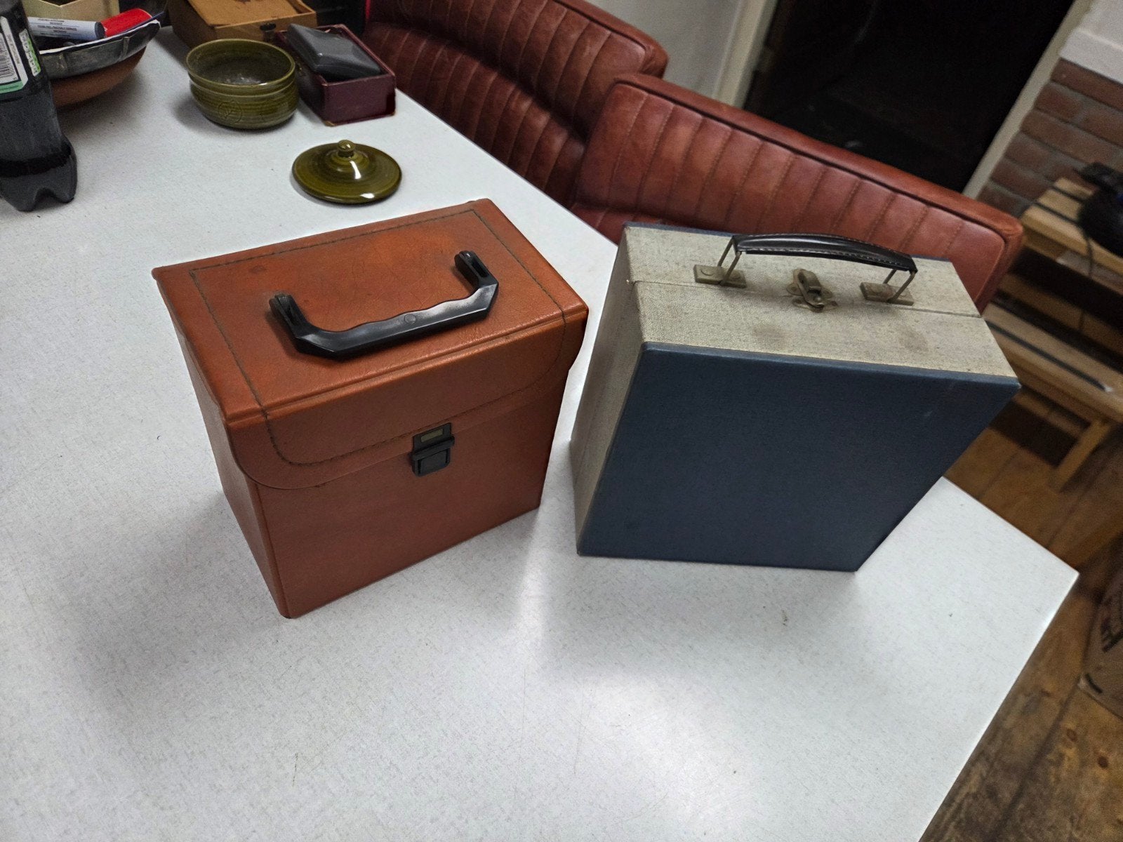 2 Vintage Single Koffertjes - Vinyl Opbergdozen, Ophalen of Verzenden