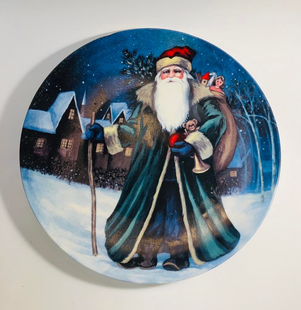 Leuk vrolijk bord, wandbord met kerstman erop, Antiek en Kunst, Ophalen of Verzenden