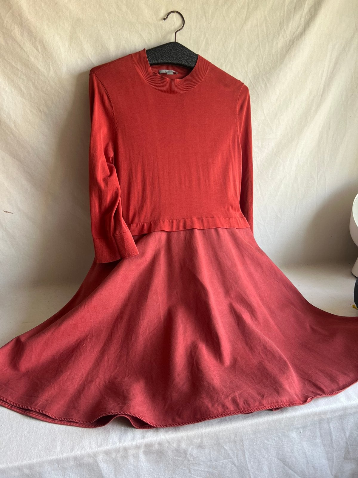Cos dameskleding jurk maat S oranje klokkende rok 3/4 mouw, Maat 38/40 (M), Oranje, Ophalen of Verzenden, Knielengte