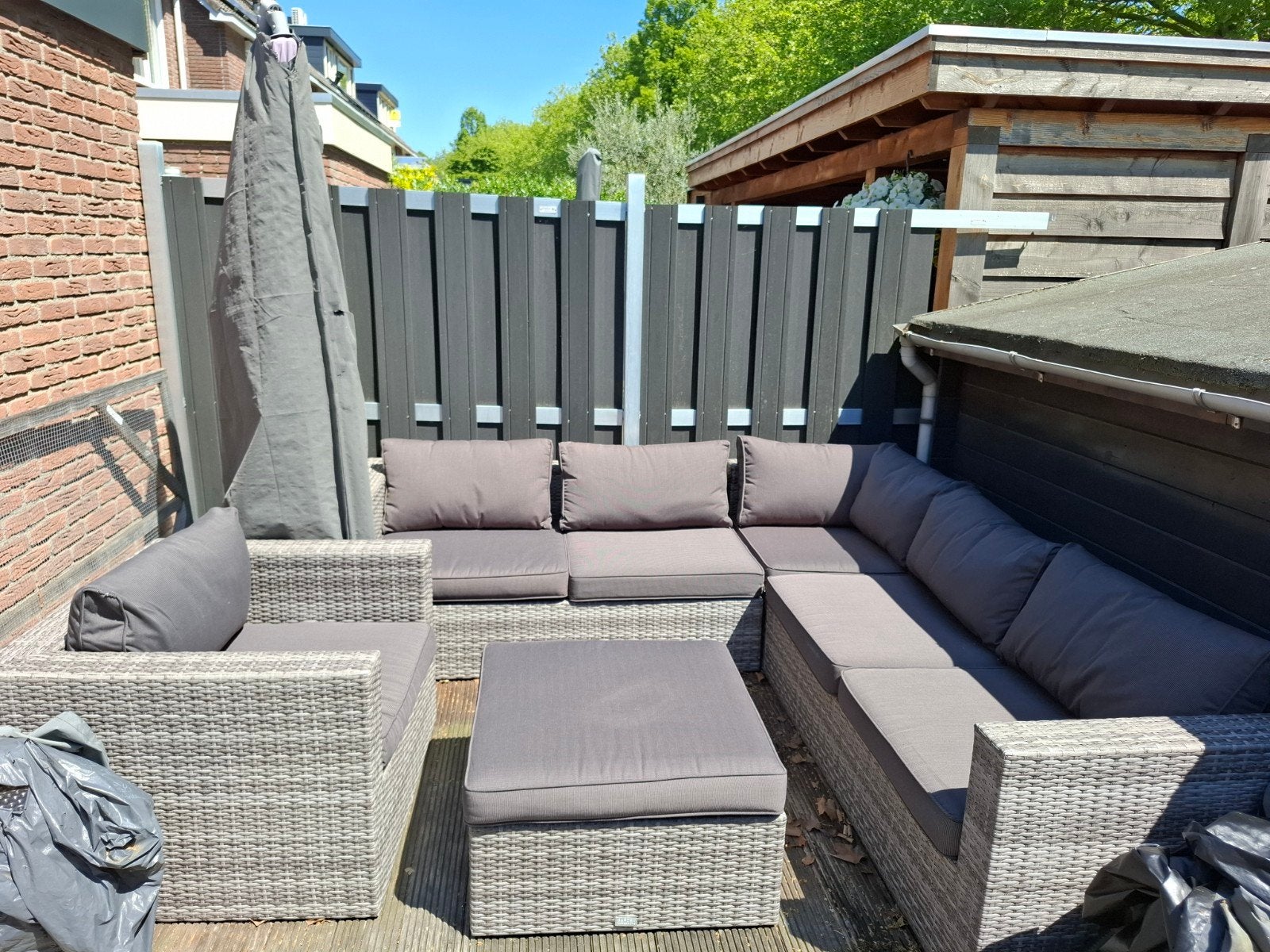 Garden Impressions Cayman Hoek Loungeset Antraciet (5-delig), Ophalen, Gebruikt, Bank, 6 zitplaatsen