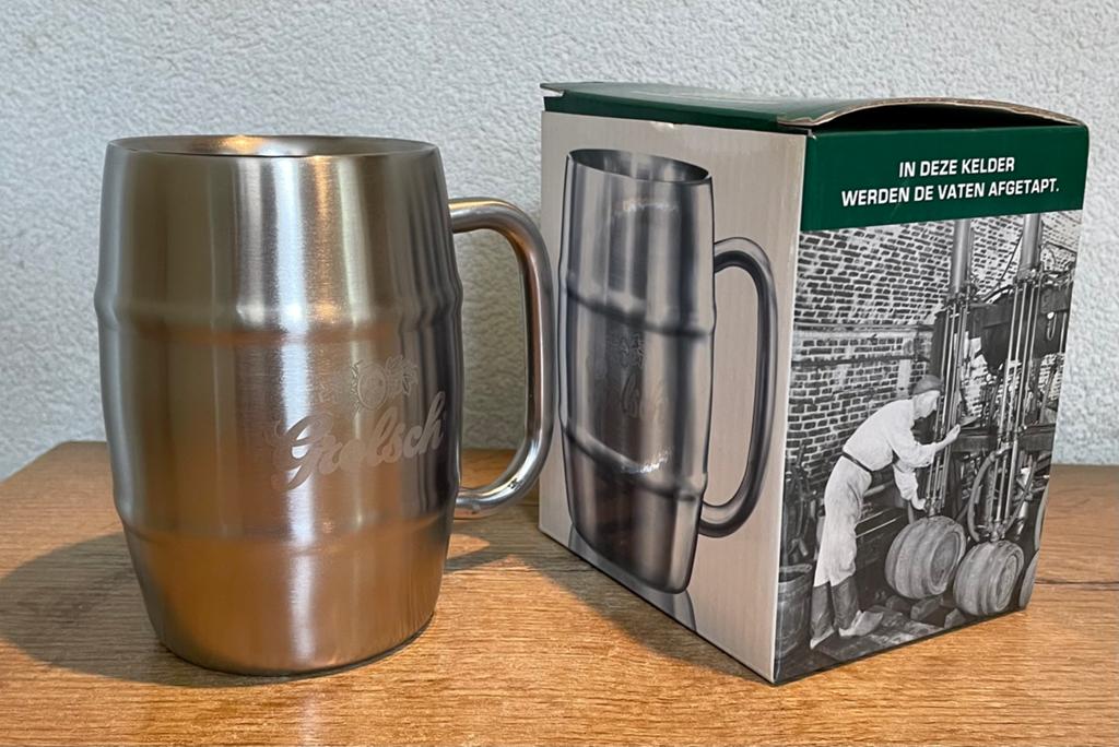 Grolsch Roestvrij Stalen Bierfustpul in Originele Verpakking, Verzamelen, Biermerken, Ophalen of Verzenden, Nieuw, Pul(len), Grolsch