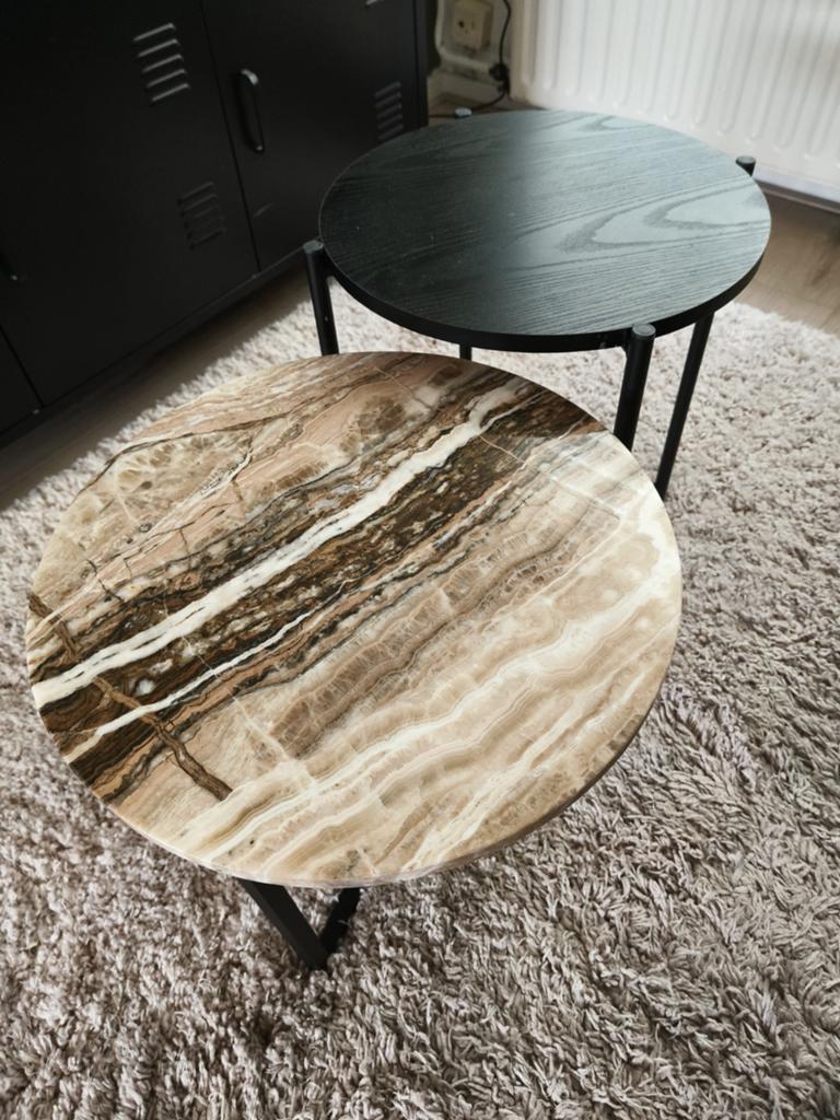 Salontafels steen en hout, 50 tot 100 cm, Rond, Minder dan 50 cm, 50 tot 100 cm
