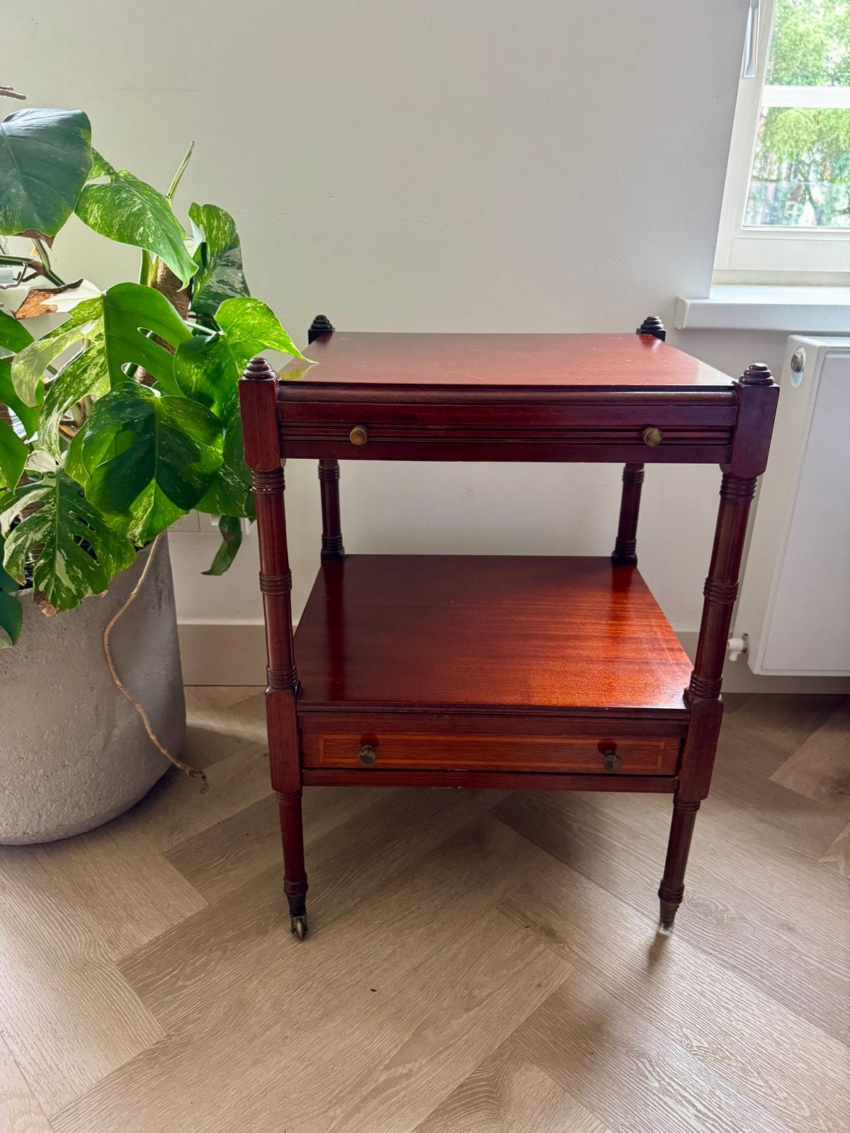 Vintage mahonie serveerwagen / bar cart in Regency-stijl, Ophalen