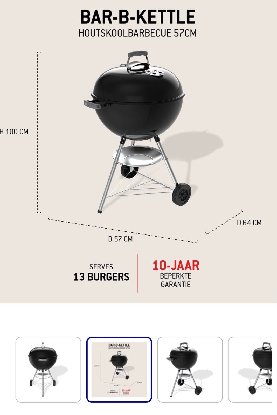 Foto 5 van Weber Bar-B-Kettle Houtskoolbarbecue 57cm Zwart