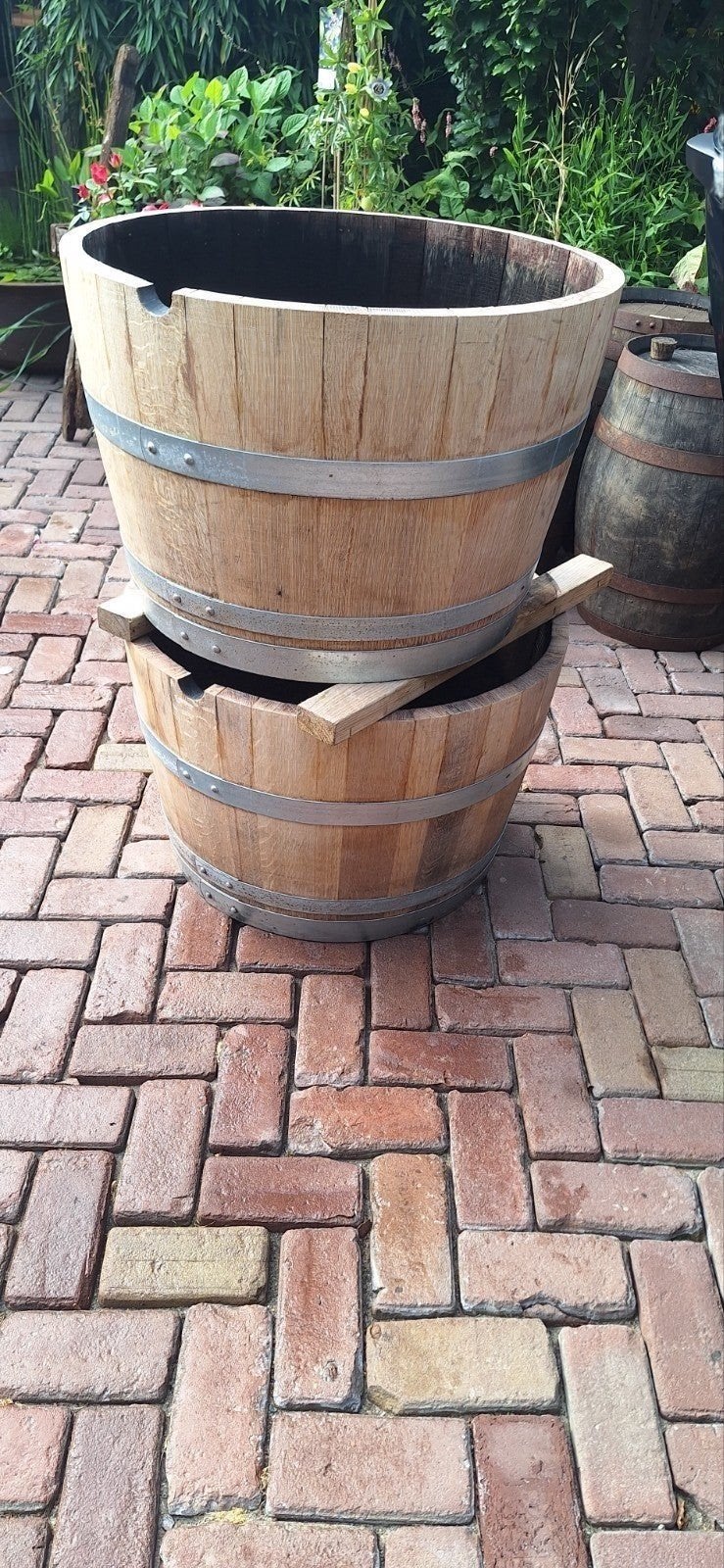 wijnvaten whiskyvaten bloembak, Ophalen of Verzenden, Rond, Hout