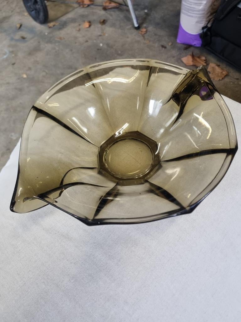 Vintage glazen schaal, amberkleurig, decoratief, Ophalen of Verzenden