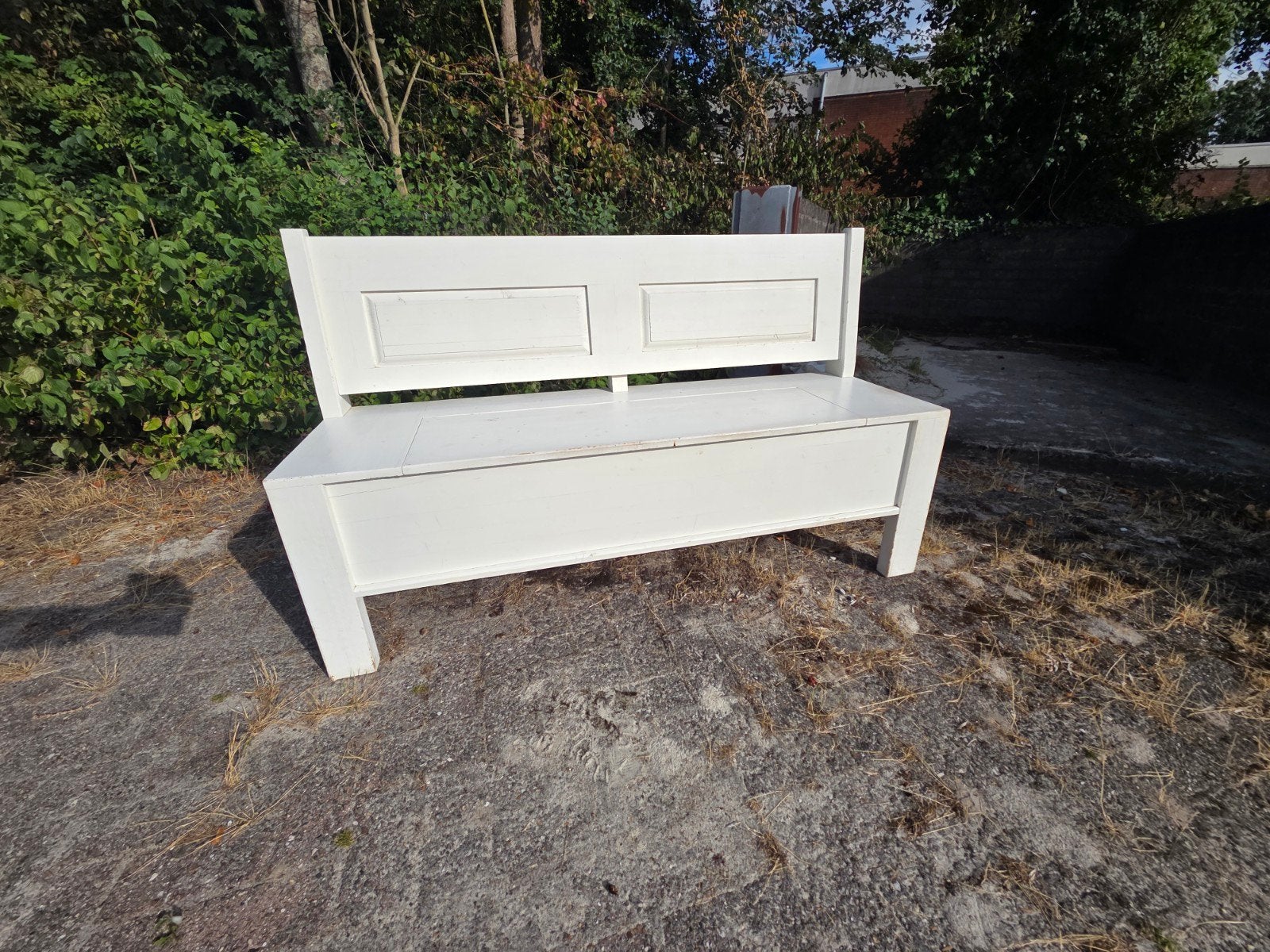 brocante houten klepbank, kerkbank, tuinbank, klep bank, Tuin en Terras, Ophalen, Gebruikt, Hout